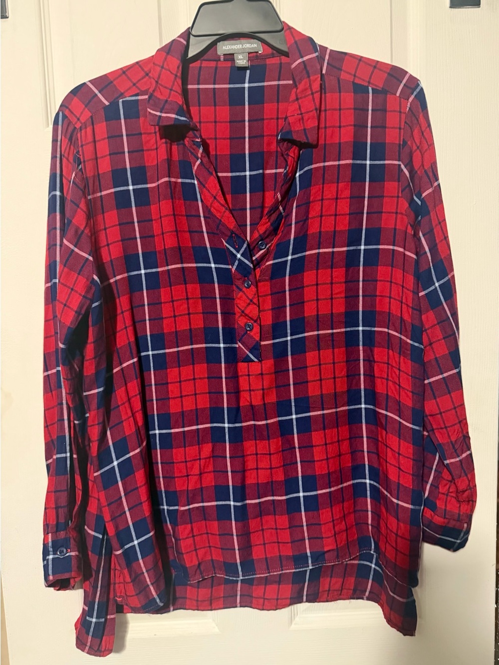 Alexander Jordan Red & Navy Plaid Button-Down Shirt